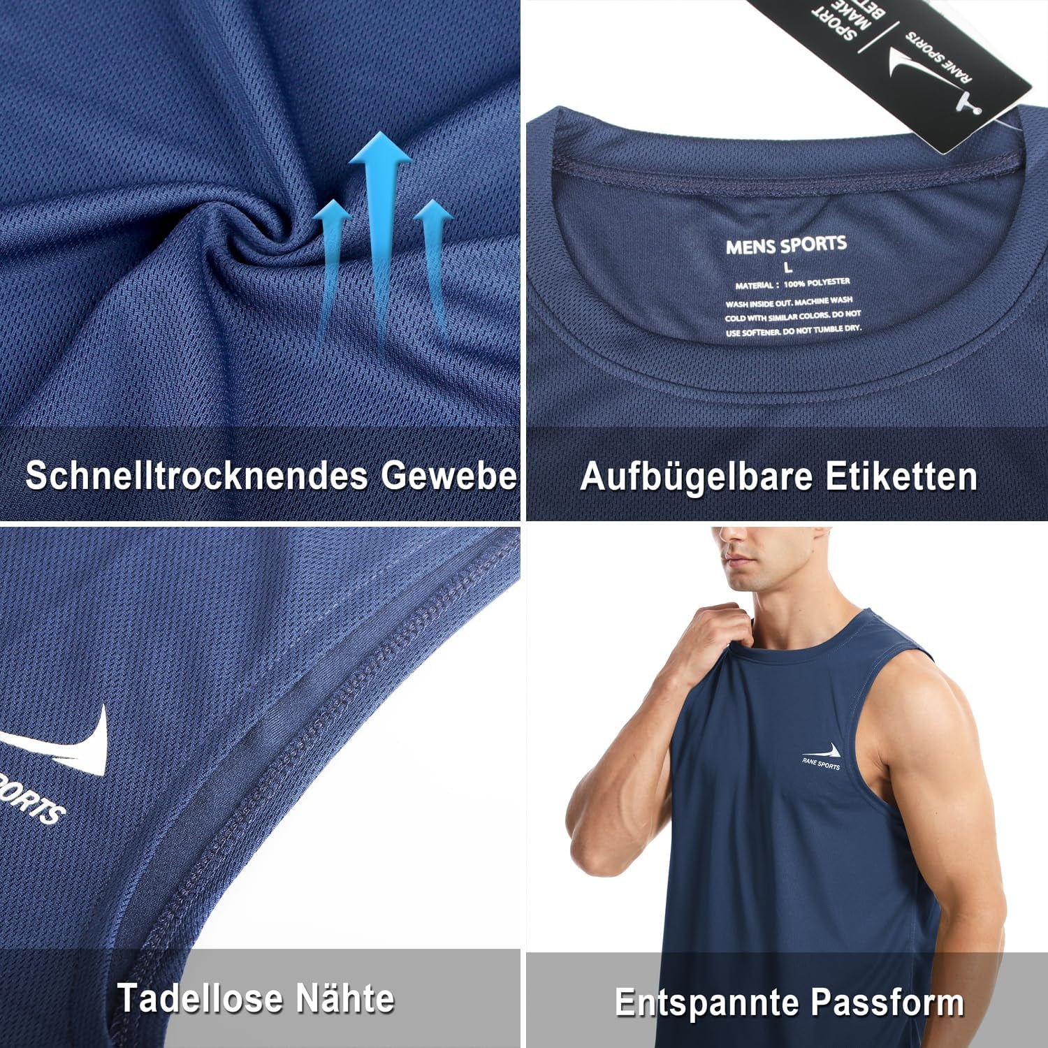 Herren Tanktop Gym Tshirt Muskel Fitness Training Laufshirt Fitness Tanks Ärmelloser T-Shirt