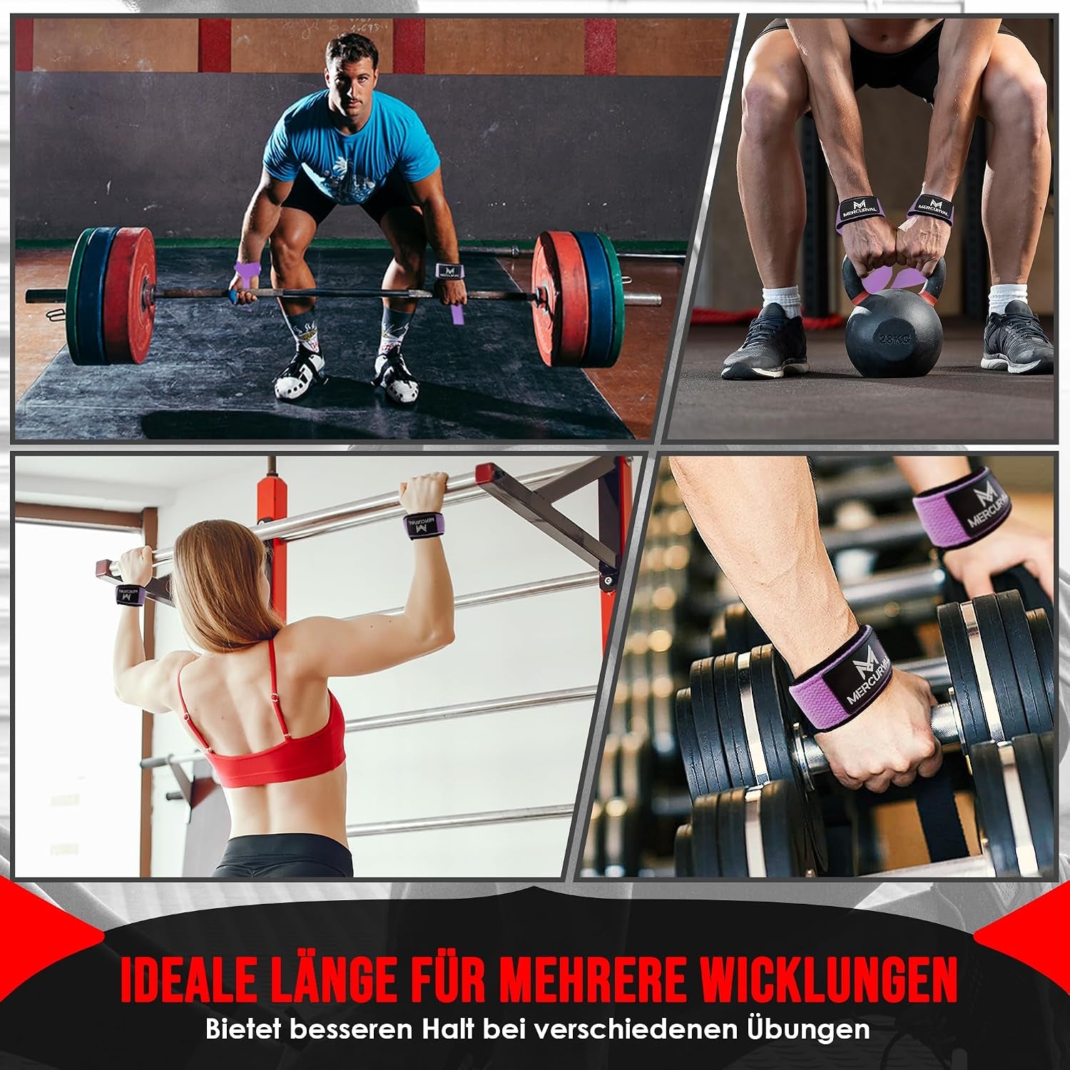 MERCURYAL Zughilfen Krafttraining Lifting Straps - Bodybuilding, Fitness, Kreuzheben, Powerlifting - Kreuzheben Gurte - Profi Lifting Straps - Lifting Straps - Gym Zubehör Für Frauen Und Männer