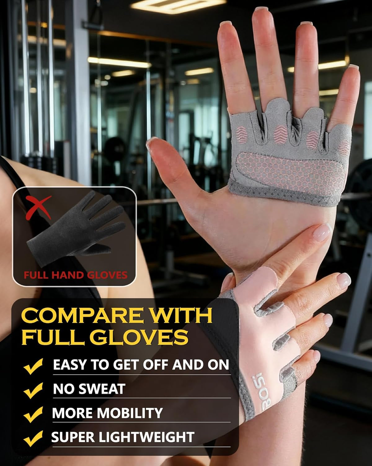 Fitness Handschuhe, Trainingshandschuhe Für Damen Und Herren, Atmungsaktiv & Rutschfest, Gym Handschuhe, Sporthandschuhe Für Crossfit Bodybuilding Gym Krafttraining