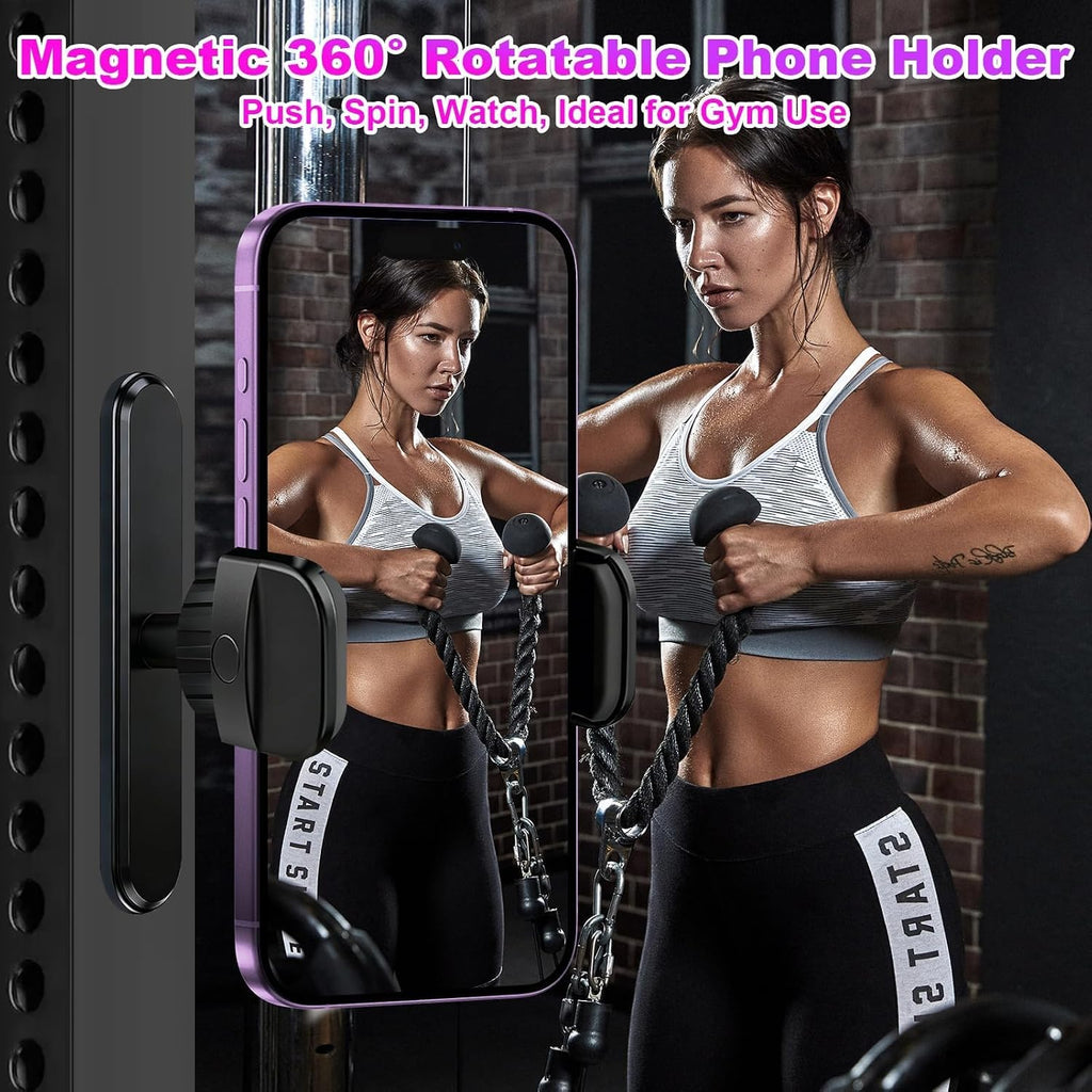 Magnetischer Fitness-Handyhalter 360° Verstellbar, Telefonhalter Aus Metall Universell Für Iphone 17 16 15 Und 4,7"-6,5" Smartphones, Gym Tragbarer Telefonhalter Fitnesszubehör
