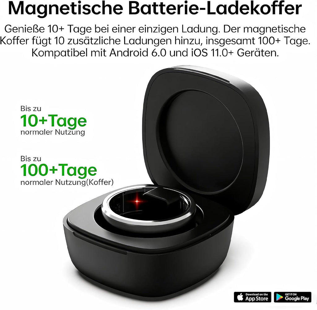 Smart Ring Für Damen Herren, Fitness Tracking Ring Mit Herzfrequenz, Schlafüberwachung, Schrittzählung Für Ios Und Android, Keine Abonnementgebühr, IP68 Wasserdicht(Schwarz, 11)