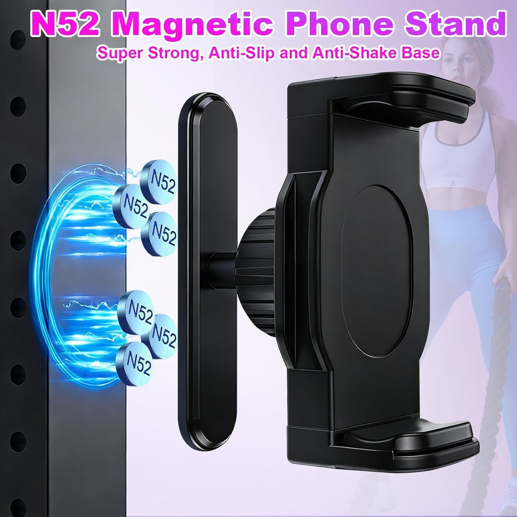 Magnetischer Fitness-Handyhalter 360° Verstellbar, Telefonhalter Aus Metall Universell Für Iphone 17 16 15 Und 4,7"-6,5" Smartphones, Gym Tragbarer Telefonhalter Fitnesszubehör