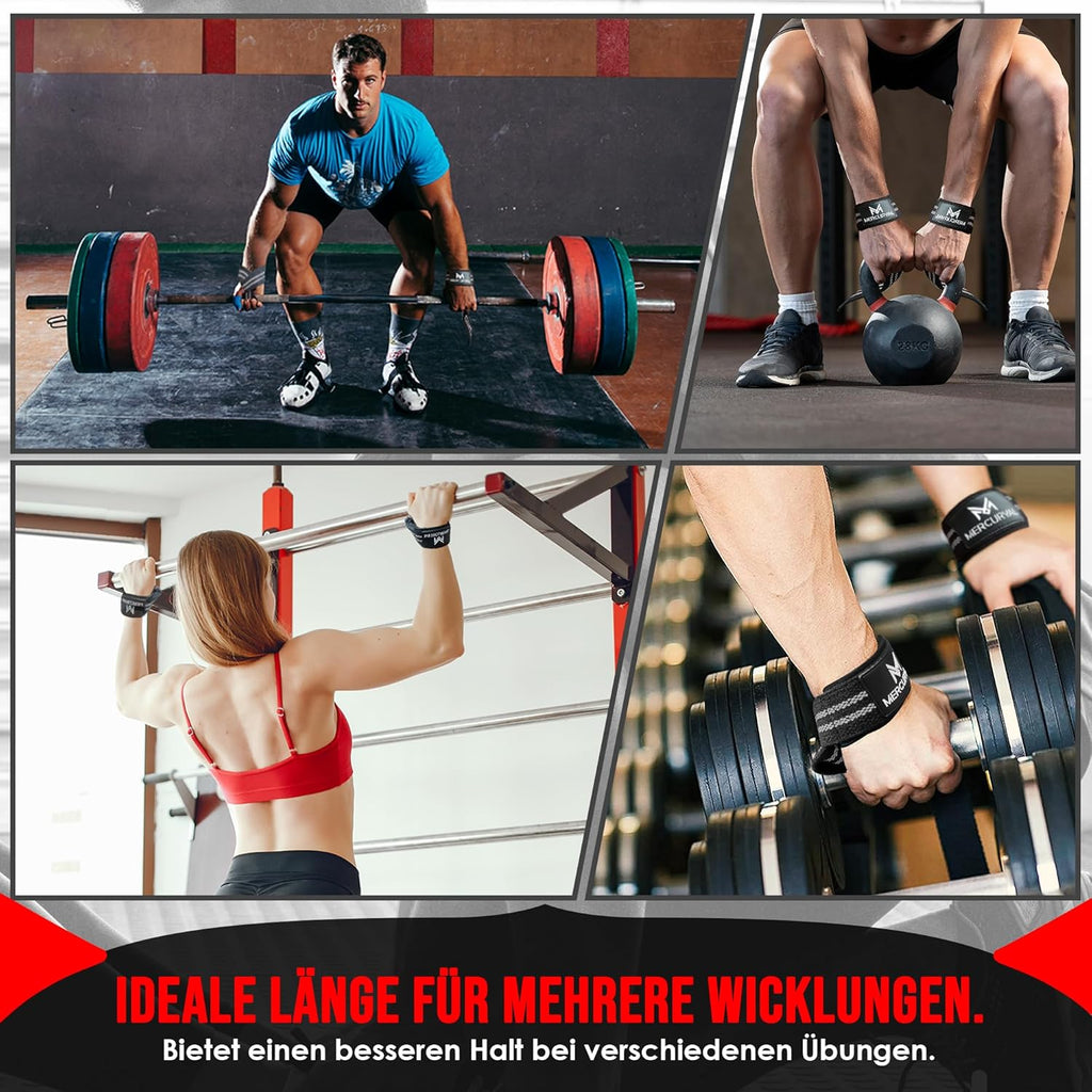 MERCURYAL Zughilfen Krafttraining Lifting Straps - Bodybuilding, Fitness, Kreuzheben, Powerlifting - Kreuzheben Gurte - Profi Lifting Straps - Lifting Straps - Gym Zubehör Für Frauen Und Männer