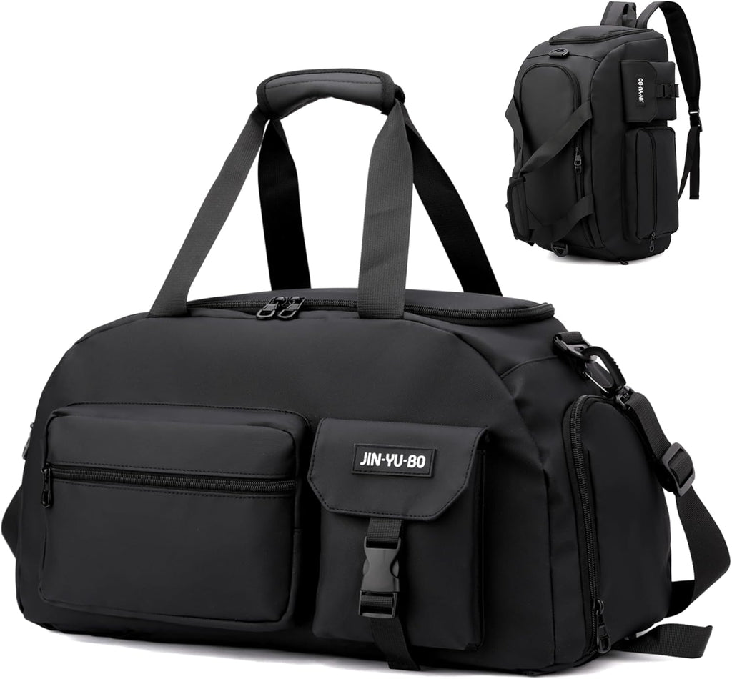 Suweir Sporttasche Damen Herren 32L Reisetasche Mit Schuhfach Nassfach Wasserdicht Trainingstasche Mit Rucksack Weekender Travel Duffle Bag Schwimmtasche Für Sport, Reisen, Gym Schwarz