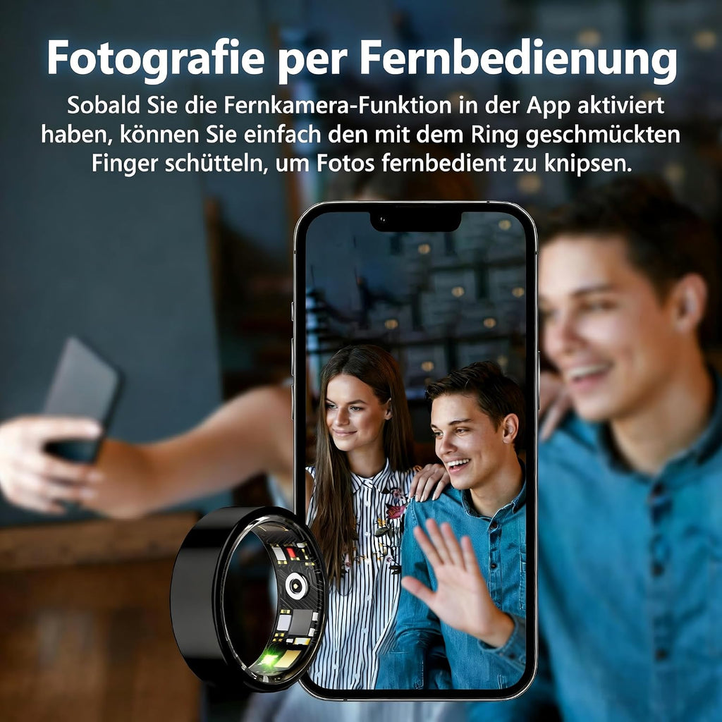 Smart Ring Für Damen Herren, Fitness Tracking Ring Mit Herzfrequenz, Schlafüberwachung, Schrittzählung Für Ios Und Android, Keine Abonnementgebühr, IP68 Wasserdicht(Schwarz, 11)