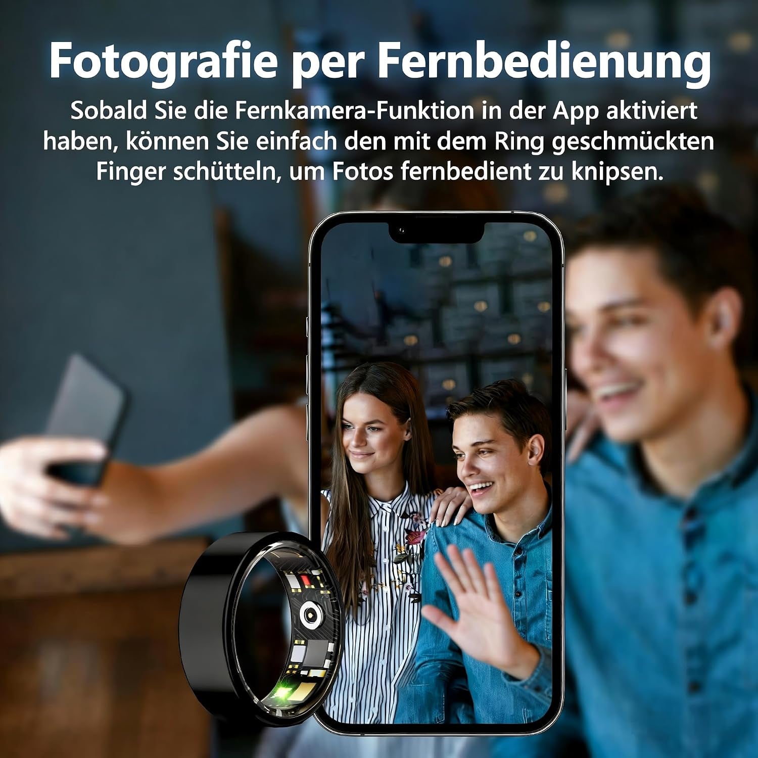 Smart Ring Für Damen Herren, Fitness Tracking Ring Mit Herzfrequenz, Schlafüberwachung, Schrittzählung Für Ios Und Android, Keine Abonnementgebühr, IP68 Wasserdicht(Schwarz, 11)