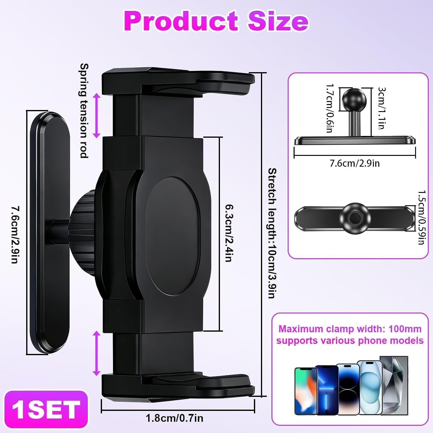 Magnetischer Fitness-Handyhalter 360° Verstellbar, Telefonhalter Aus Metall Universell Für Iphone 17 16 15 Und 4,7"-6,5" Smartphones, Gym Tragbarer Telefonhalter Fitnesszubehör