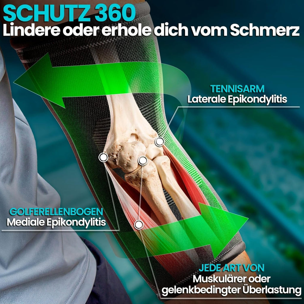 Nativodex Ellenbogenbandage – Kompressionsbandage Für Ellenbogen, Bandage Für Tennisarm, Golferarm, Sehnenentzündung, Arthrose, Sport - Armbandage Herren Und Damen