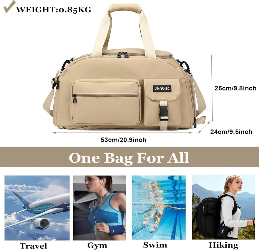 Suweir Sporttasche Damen Herren 32L Reisetasche Mit Schuhfach Nassfach Wasserdicht Trainingstasche Mit Rucksack Weekender Travel Duffle Bag Schwimmtasche Für Sport, Reisen, Gym Schwarz