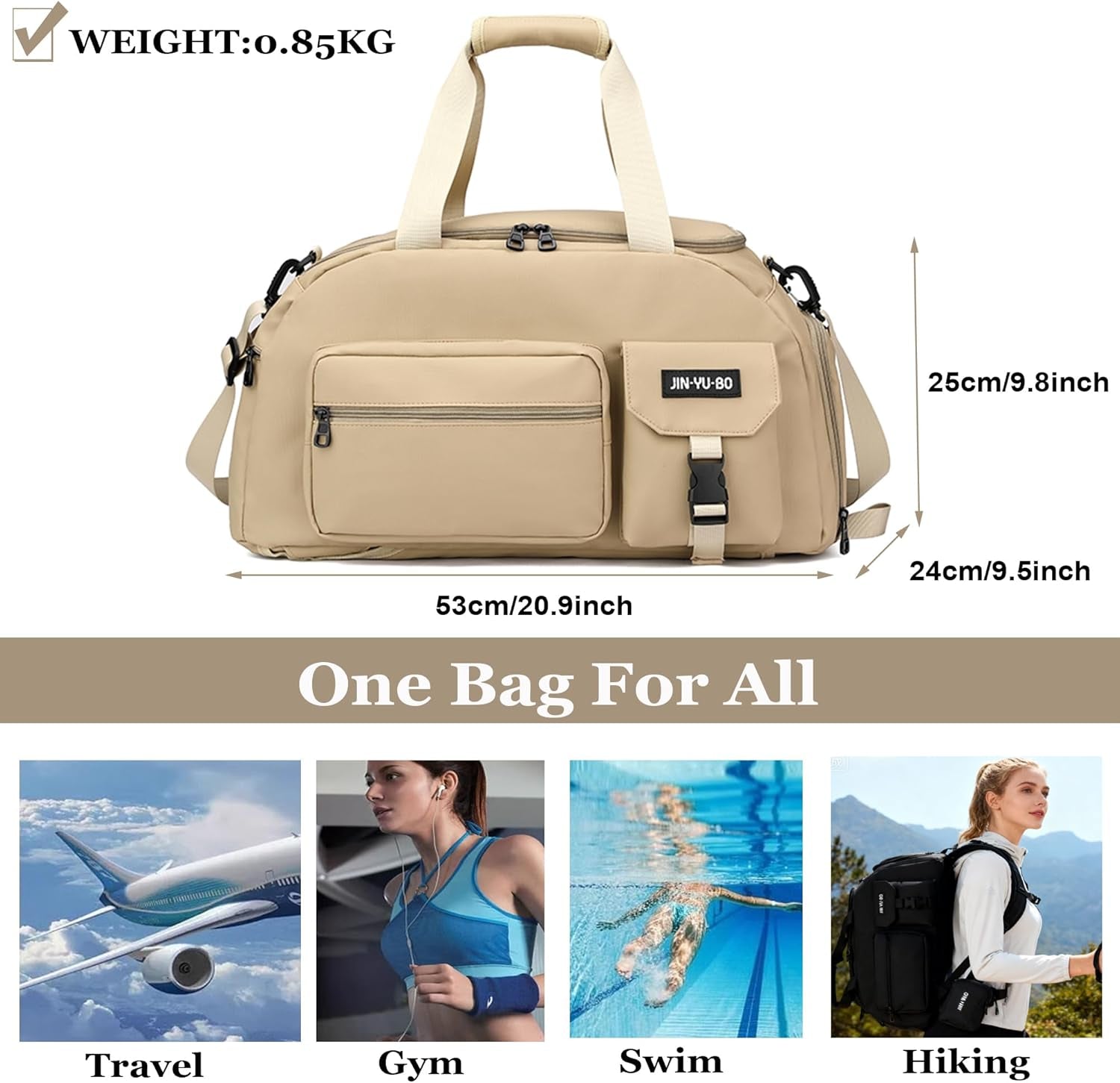Suweir Sporttasche Damen Herren 32L Reisetasche Mit Schuhfach Nassfach Wasserdicht Trainingstasche Mit Rucksack Weekender Travel Duffle Bag Schwimmtasche Für Sport, Reisen, Gym Schwarz