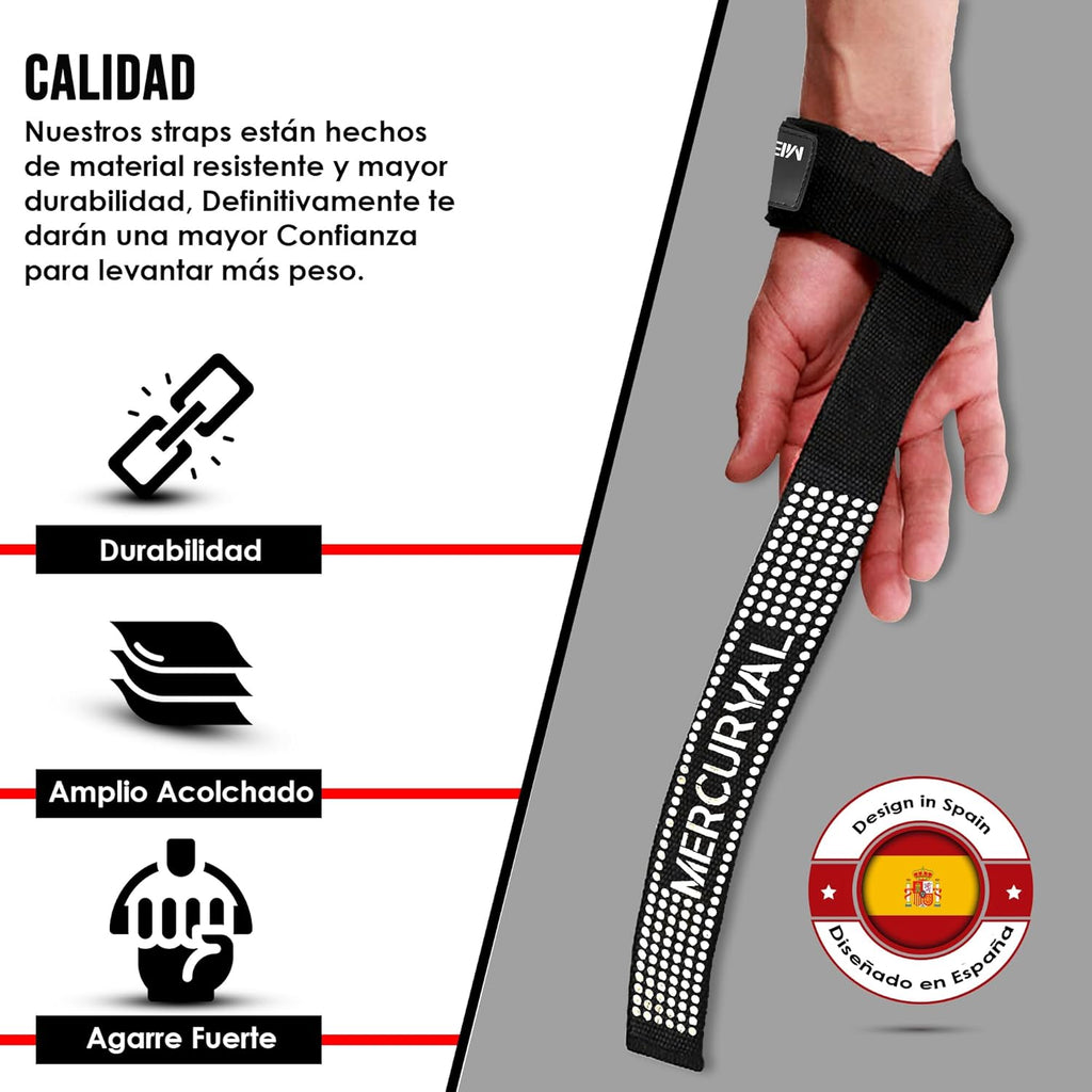 MERCURYAL Zughilfen Krafttraining Lifting Straps - Bodybuilding, Fitness, Kreuzheben, Powerlifting - Kreuzheben Gurte - Profi Lifting Straps - Lifting Straps - Gym Zubehör Für Frauen Und Männer