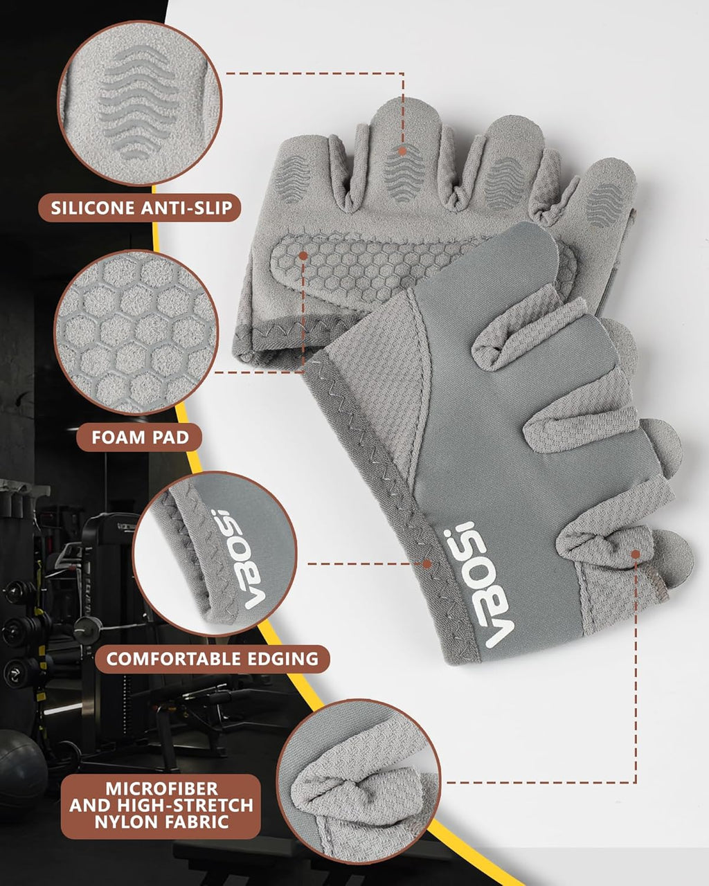 Fitness Handschuhe, Trainingshandschuhe Für Damen Und Herren, Atmungsaktiv & Rutschfest, Gym Handschuhe, Sporthandschuhe Für Crossfit Bodybuilding Gym Krafttraining