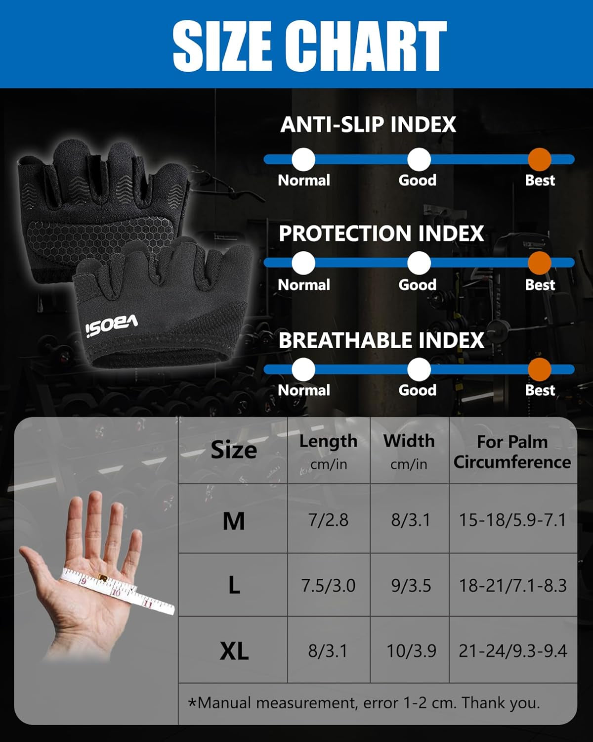 Fitness Handschuhe, Trainingshandschuhe Für Damen Und Herren, Atmungsaktiv & Rutschfest, Gym Handschuhe, Sporthandschuhe Für Crossfit Bodybuilding Gym Krafttraining