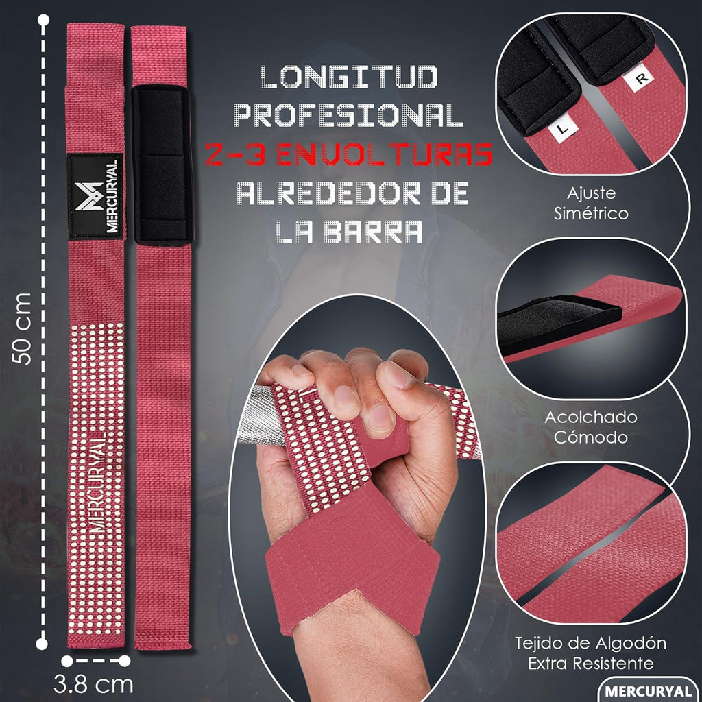 MERCURYAL Zughilfen Krafttraining Lifting Straps - Bodybuilding, Fitness, Kreuzheben, Powerlifting - Kreuzheben Gurte - Profi Lifting Straps - Lifting Straps - Gym Zubehör Für Frauen Und Männer