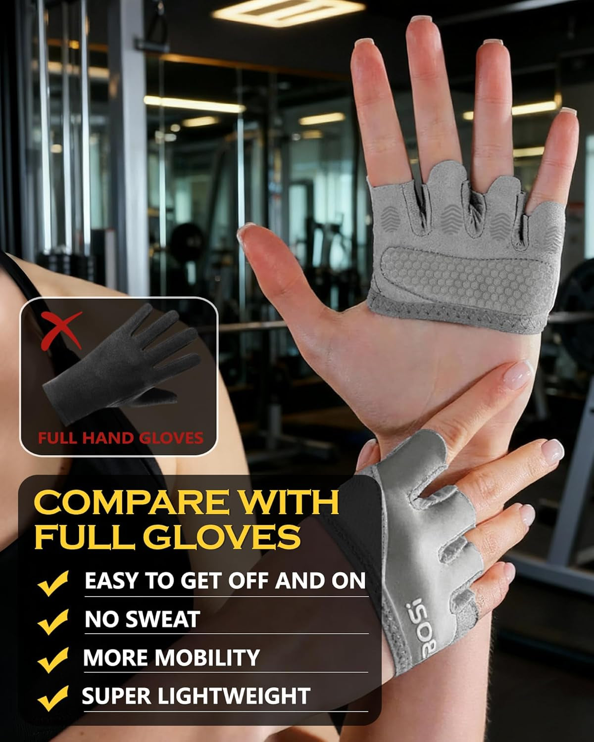 Fitness Handschuhe, Trainingshandschuhe Für Damen Und Herren, Atmungsaktiv & Rutschfest, Gym Handschuhe, Sporthandschuhe Für Crossfit Bodybuilding Gym Krafttraining