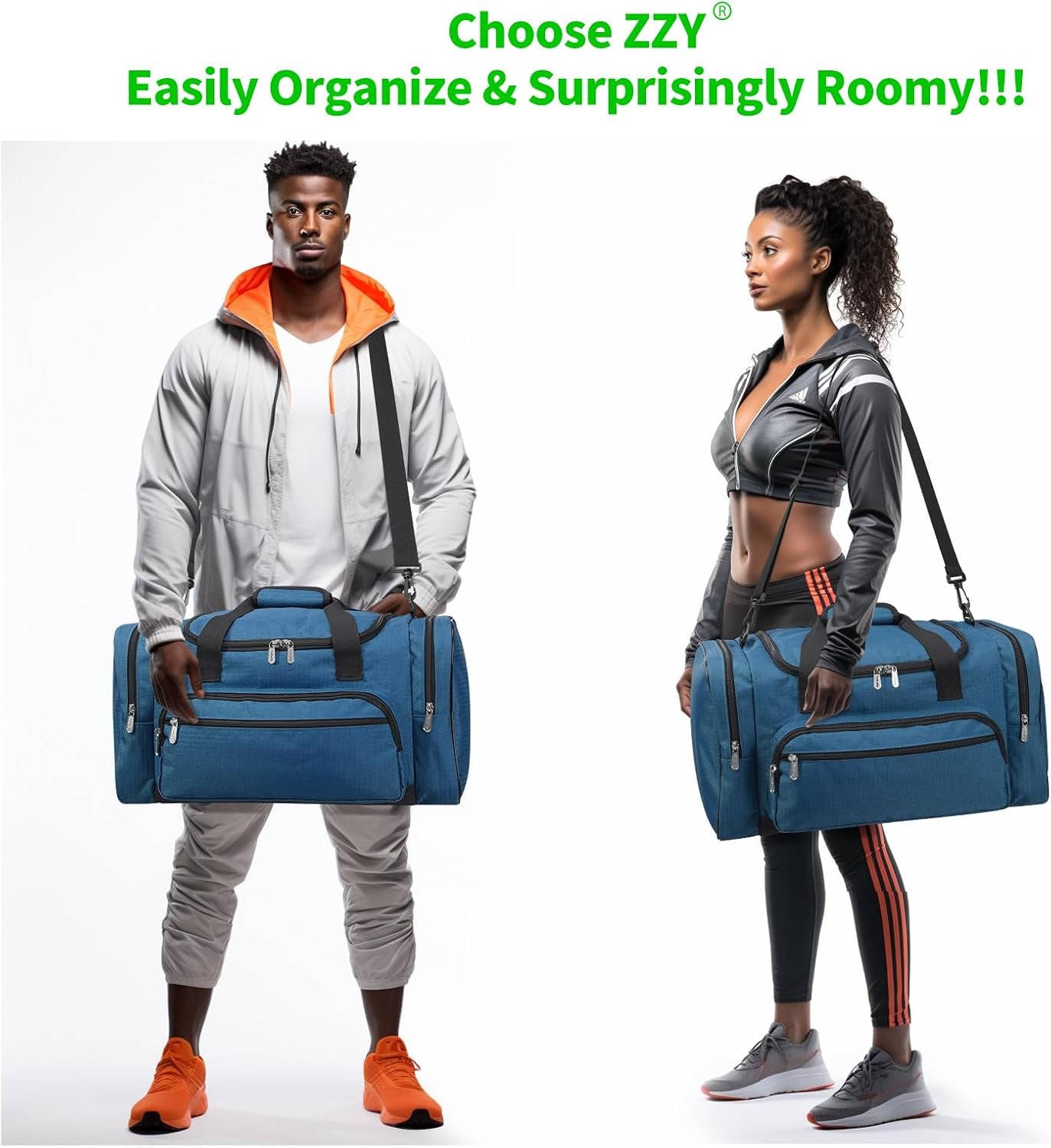 ZZY Sporttasche, 40L Reisetasche Fitness Tasche Mit Schultergurt Wochenendtasche Für Damen Und Herren(Blau)