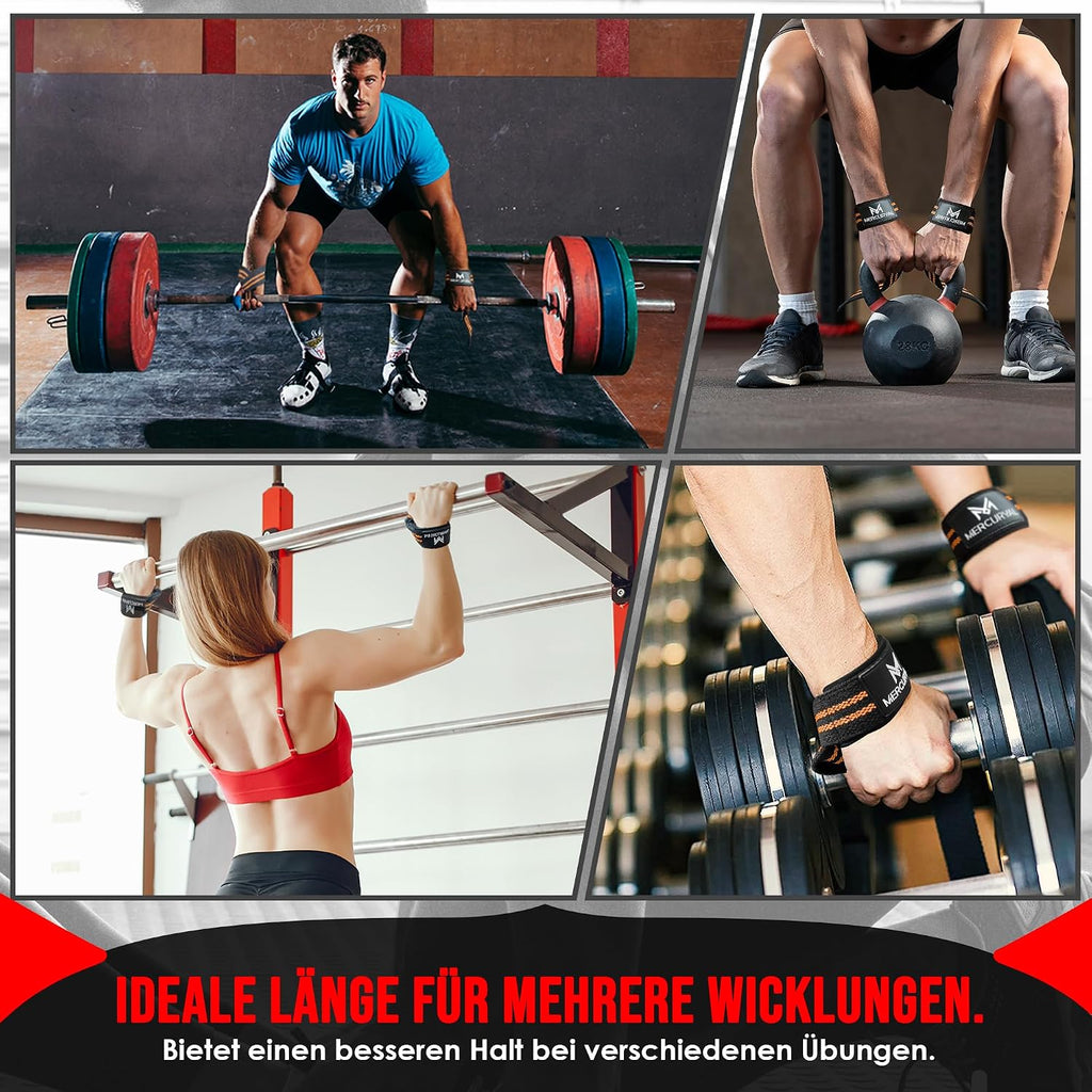 MERCURYAL Zughilfen Krafttraining Lifting Straps - Bodybuilding, Fitness, Kreuzheben, Powerlifting - Kreuzheben Gurte - Profi Lifting Straps - Lifting Straps - Gym Zubehör Für Frauen Und Männer