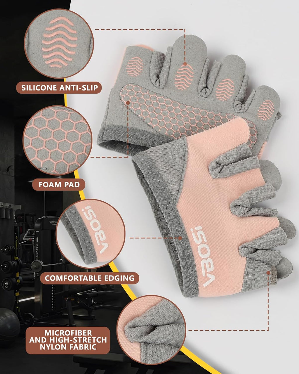 Fitness Handschuhe, Trainingshandschuhe Für Damen Und Herren, Atmungsaktiv & Rutschfest, Gym Handschuhe, Sporthandschuhe Für Crossfit Bodybuilding Gym Krafttraining
